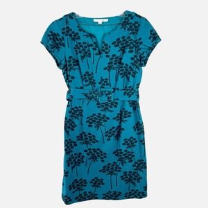 Boden Teal and Black Floral Dress